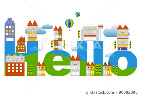 English. Oil-style embossing. Fun cityscape and living scenery. Building and town planning where people can live brightly. English. Oil-style embossing. Fun cityscape and living scenery. Building and town planning where people can live brightly. 90682096