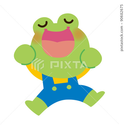 Illustration of a frog who starts singing on a rainy day Illustration of a frog who starts singing on a rainy day 90682675