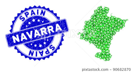Rosette Distress Seal And Green Vector Polygonal Navarra Province Map mosaic Rosette Distress Seal And Green Vector Polygonal Navarra Province Map mosaic 90682870