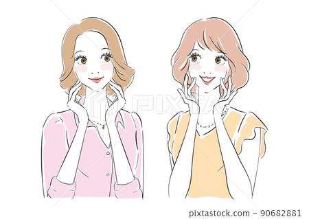 Two pretty women smiling Two pretty women smiling 90682881