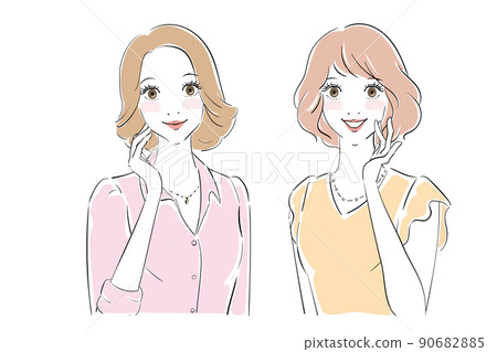 Two pretty women smiling Two pretty women smiling 90682885