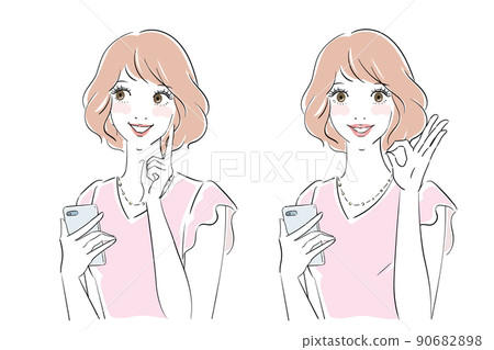 一個美麗的女人的面部表情模式 一個美麗的女人的面部表情模式 90682898
