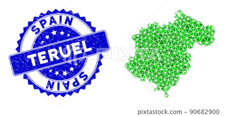 Rosette Grunge Stamp Seal With Green Vector Triangle Filled Teruel Province Map mosaic Rosette Grunge Stamp Seal With Green Vector Triangle Filled Teruel Province Map mosaic 90682900