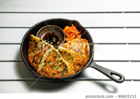 Chijimi Korean gourmet Asian Okonomiyaki jijim and iron pan Korean food 90683231