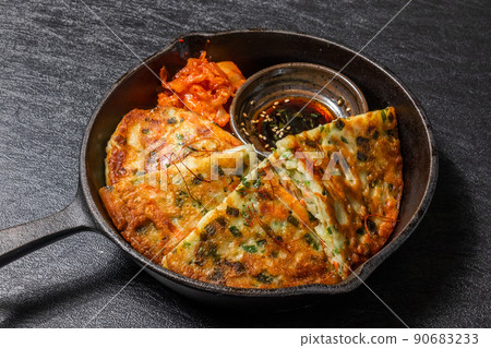 Chijimi Korean gourmet Asian Okonomiyaki jijim and iron pan Korean food 90683233