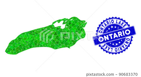 Rosette Grunge Seal Imprint And Green Vector Lowpoly Ontario Lake Map mosaic Rosette Grunge Seal Imprint And Green Vector Lowpoly Ontario Lake Map mosaic 90683370