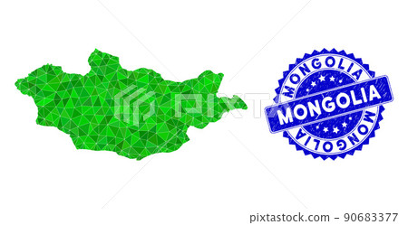 Rosette Scratched Seal And Green Vector Lowpoly Mongolia Map mosaic Rosette Scratched Seal And Green Vector Lowpoly Mongolia Map mosaic 90683377