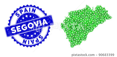 Rosette Rubber Badge And Green Vector Lowpoly Segovia Province Map mosaic Rosette Rubber Badge And Green Vector Lowpoly Segovia Province Map mosaic 90683399