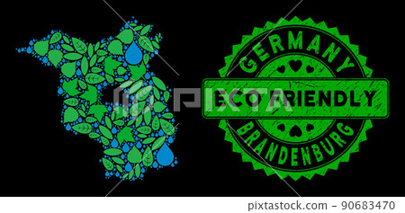 Vector Eco Green Mosaic Brandenburg Land Map and ECO FRIENDLY Scratched Stamp Seal Vector Eco Green Mosaic Brandenburg Land Map and ECO FRIENDLY Scratched Stamp Seal 90683470