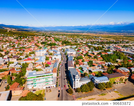 Telavi old town aerial panoramic view Telavi old town aerial panoramic view 90683872