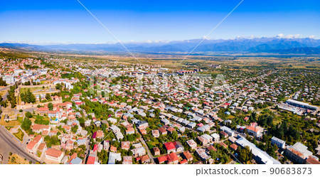 Telavi old town aerial panoramic view Telavi old town aerial panoramic view 90683873