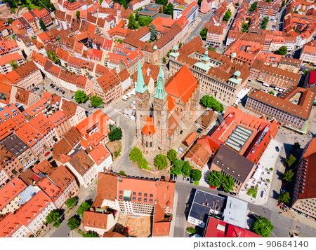 Nuremberg old town aerial panoramic view 90684140