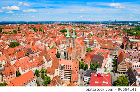 Nuremberg old town aerial panoramic view 90684141