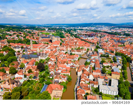 Bamberg old town aerial panoramic view Bamberg old town aerial panoramic view 90684169
