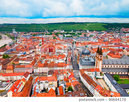 Wurzburg old town aerial panoramic view 90684178