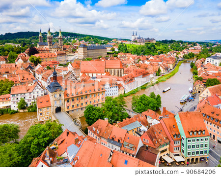 Bamberg old town aerial panoramic view 90684206