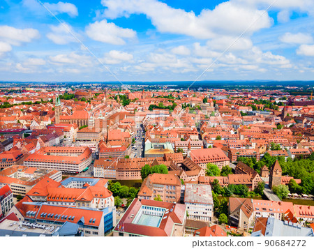 Nuremberg old town aerial panoramic view 90684272