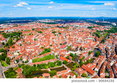 Nuremberg old town aerial panoramic view 90684288