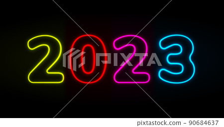 Happy new year 2023 in neon style 90684637