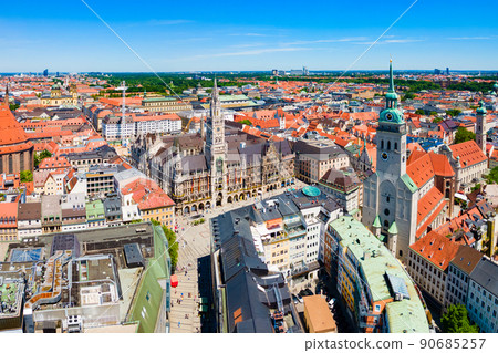 Marienplatz aerial panoramic view in Munich city, Germany 90685257