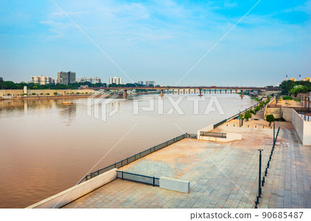 Sabarmati riverfront aerial view, Ahmedabad 90685487