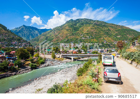 Beas river near Kullu town, India 90685517