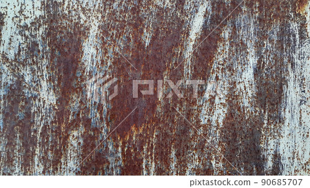 Texture of a painted metal wall covered with rust Texture of a painted metal wall covered with rust 90685707