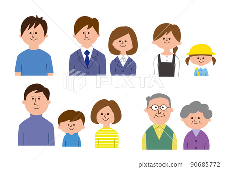 Generational people / children / adults / elderly people 90685772