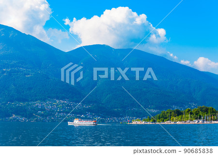 Locarno port with boats, Switzerland 90685838