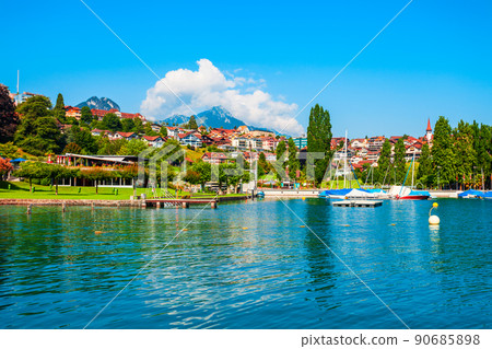 Spiez town panoramic view, Switzerland Spiez town panoramic view, Switzerland 90685898