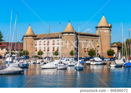 Medieval castle in Morges, Switzerland Medieval castle in Morges, Switzerland 90686072