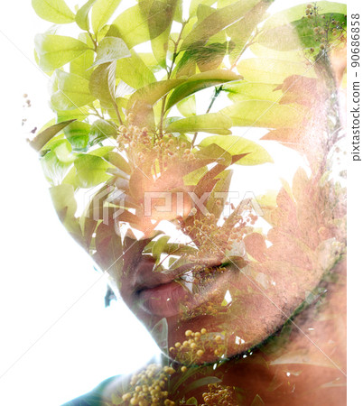 Double exposure portrait of an attractive African American man Double exposure portrait of an attractive African American man 90686858
