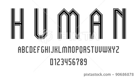 Set of alphabets font letters and numbers 90686878