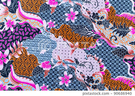 Batik sarong pattern background in Thailand, traditional batik sarong in Asian. 90686940