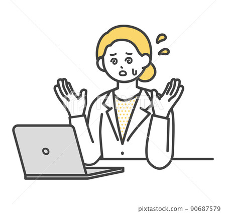 Illustration material for medical staff to operate a personal computer 90687579