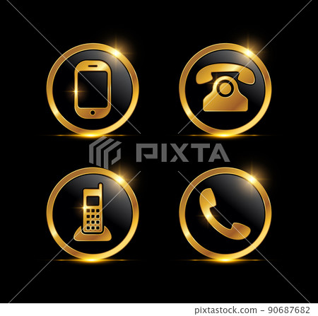 Golden Phone Call Icon Vector Sign Golden Phone Call Icon Vector Sign 90687682