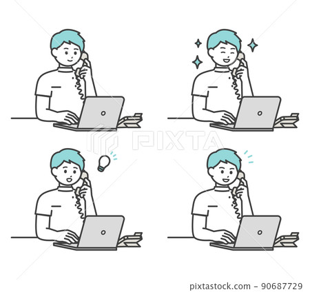 醫療專業人員接聽電話的插圖素材 90687729