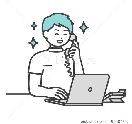 醫療專業人員接聽電話的插圖素材 90687762