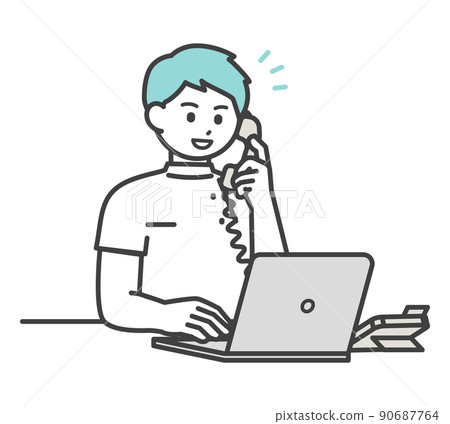 醫療專業人員接聽電話的插圖素材 90687764