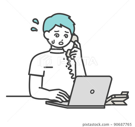 Illustration material for medical professionals to answer the phone 90687765