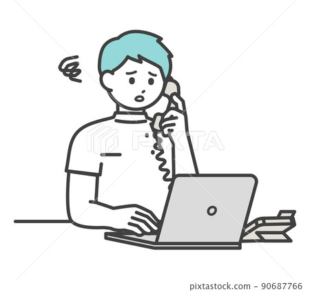 醫療專業人員接聽電話的插圖素材 90687766