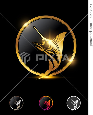 Golden Fishing Circle Logo Sign Golden Fishing Circle Logo Sign 90687963