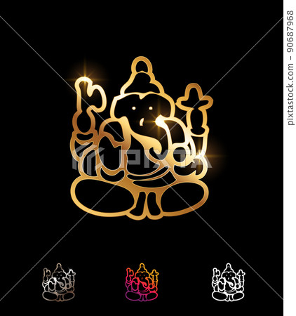 Golden Ganesha Vector Sign - Stock Illustration [90687968] - PIXTA