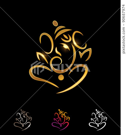 Golden Ganesha Vector Sign 90687974