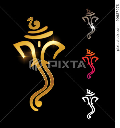 Golden Ganesha Vector Sign Golden Ganesha Vector Sign 90687978