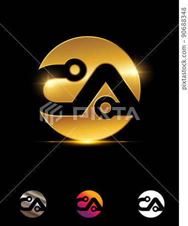 CA Golden Techno Vector Sign CA Golden Techno Vector Sign 90688348