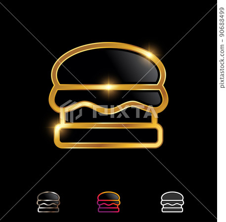 Golden Isolated Burger Icon 90688499