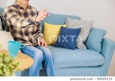 A man pointing his finger (without face) A man pointing his finger (without face) 90689129