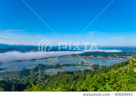 鄉村景觀/鄉村/水稻種植圖像（照片：新潟縣小島市山本山高原） 90689991