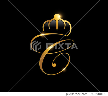 Golden Crown Monogram Initial Letter C - Stock Illustration [90690016 ...